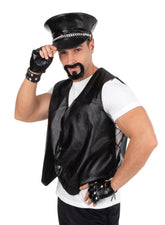 Gilet Biker en simili cuir / Gilet sans manche rockeur noir / La Maison Du Déguisement